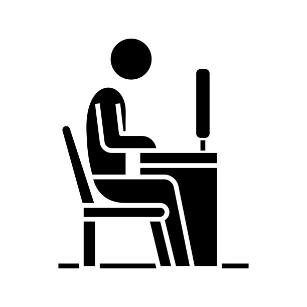 自由职业者在工作黑色图标，概念插图，矢量平面符号，象形符号图片下载