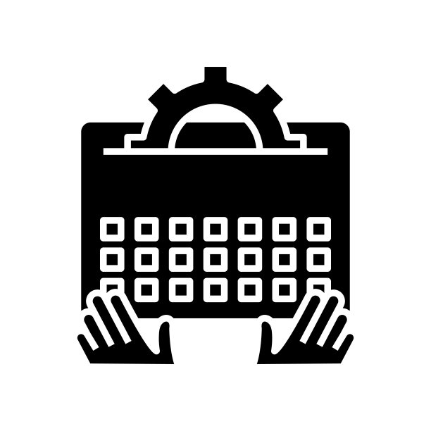 电脑设置黑色图标、概念插图、矢量平面符号、字形符号图片下载