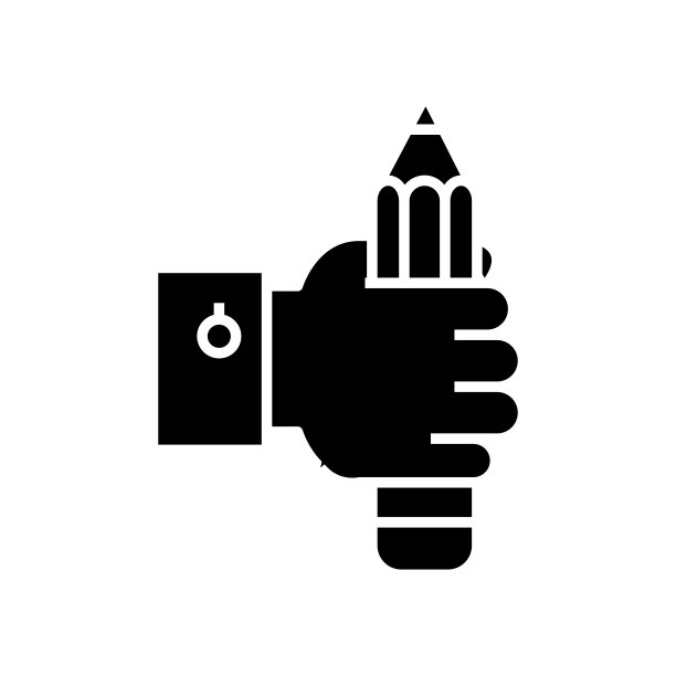 手用铅笔黑色图标，概念插图，矢量平面符号，象形符号图片下载