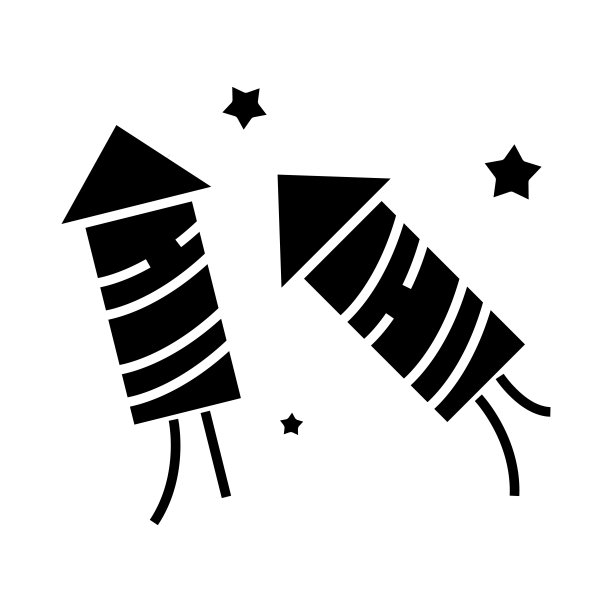 爆竹黑色图标、概念插图、矢量平面符号、象形符号素材图片