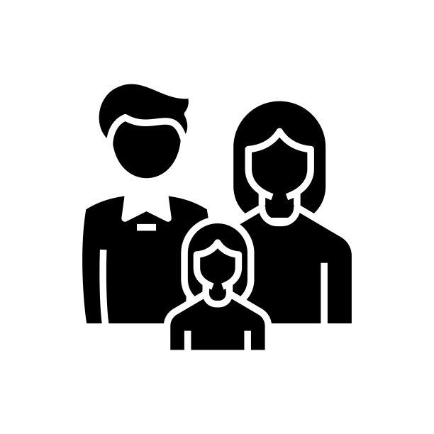家庭成员黑色图标，概念插图，矢量平面符号，象形符号素材图片