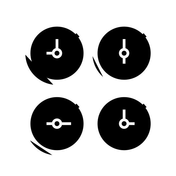 时钟黑色图标，概念插图，矢量平面符号，象形符号图片下载
