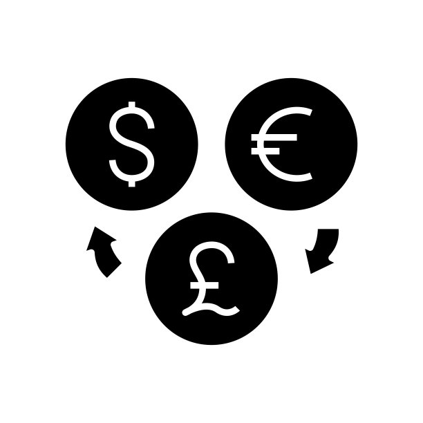 货币兑换黑色图标概念图矢量扁平符号图片下载