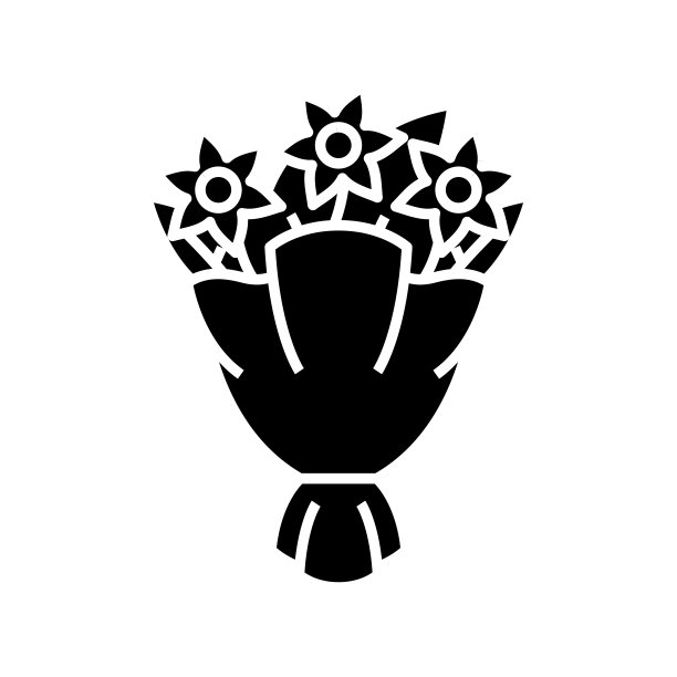 花束黑色图标，概念插图，矢量平面符号，象形符号图片下载