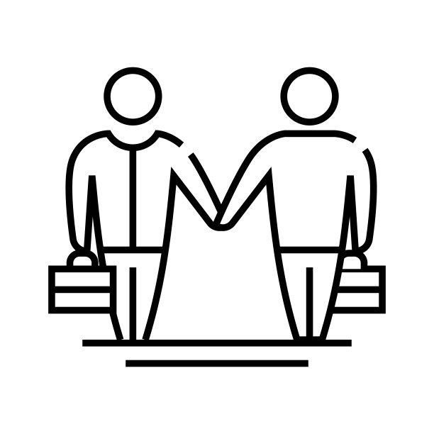 办公室协作线图标，概念标志，轮廓矢量插图，线性符号图片下载