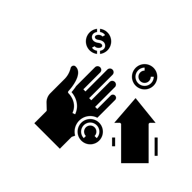 货币增长黑色图标、概念插图、矢量平面符号、字形符号图片下载