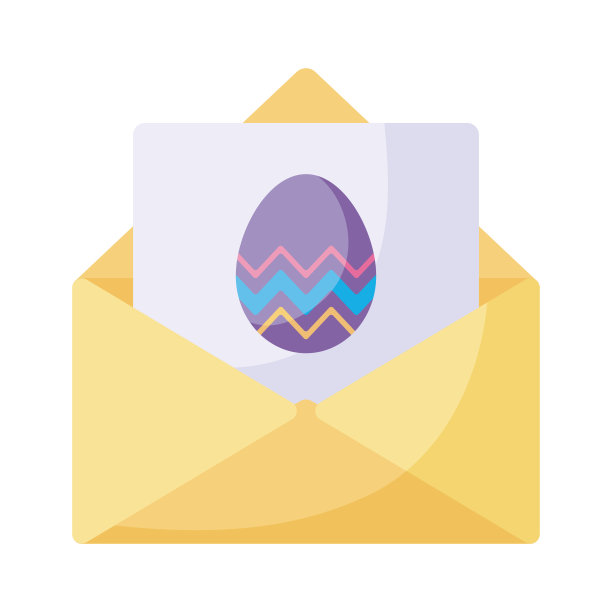 快乐复活节彩蛋内信封平面风格的图标矢量设计图片下载