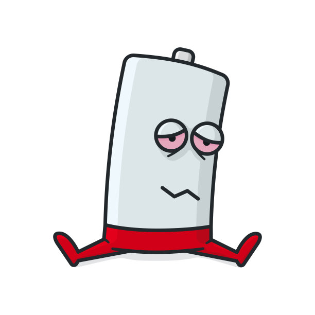 累低电池孤立的字符矢量插图图片下载