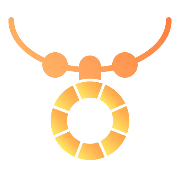 项链与垂饰平面图标。女性辅助矢量插图孤立在白色。珠宝渐变风格设计，网页或应用程序图形。图片下载