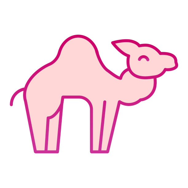 骆驼平图标。沙漠大篷车动物剪影。动物矢量设计概念，渐变风格的象形图上的白色背景，图形为web或应用程序。图片下载