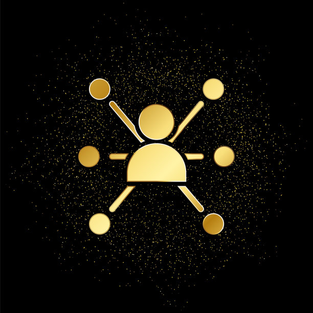 商业、网络、产品的黄金图标。矢量插图的金色粒子背景。图片下载