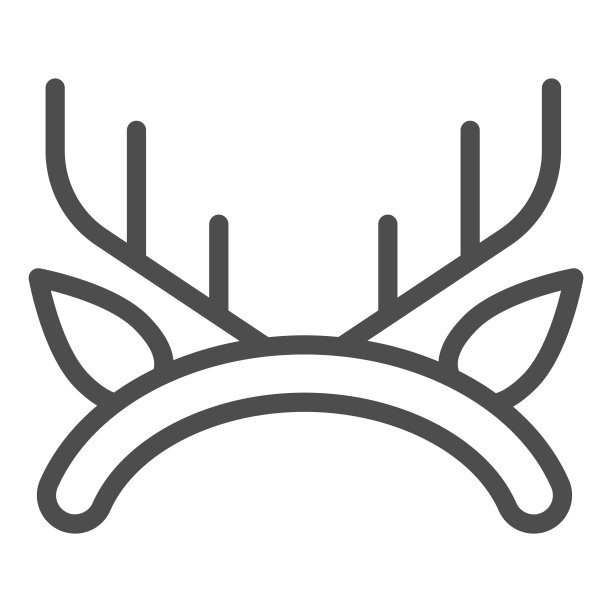 鹿角线图标。毛圈，有角的驯鹿角符号，轮廓风格的象形文字在白色的背景上。圣诞节或节日标志的移动概念和网页设计。矢量图形。图片下载