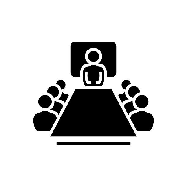 会议议程黑色图标、概念说明、矢量平面符号、象形符号图片下载