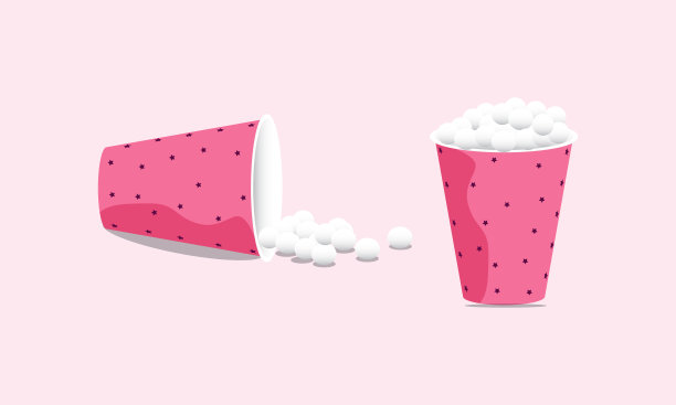 饼干杯。纸杯上的零食。纸板或纸桶。电影院小吃或电影食品。图片下载