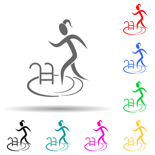 女孩放松在浴缸多色风格图标。简单的字形，平面矢量水疗图标的用户界面和用户体验，网站或移动应用程序图片下载