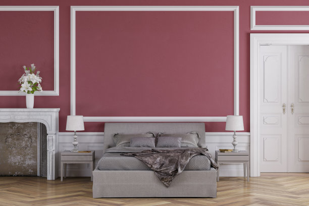 迷人的卧室，装饰和壁炉图片下载