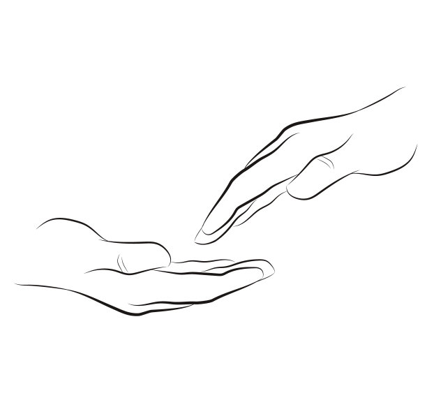 手触摸手。浪漫的关系。矢量插图。图片下载