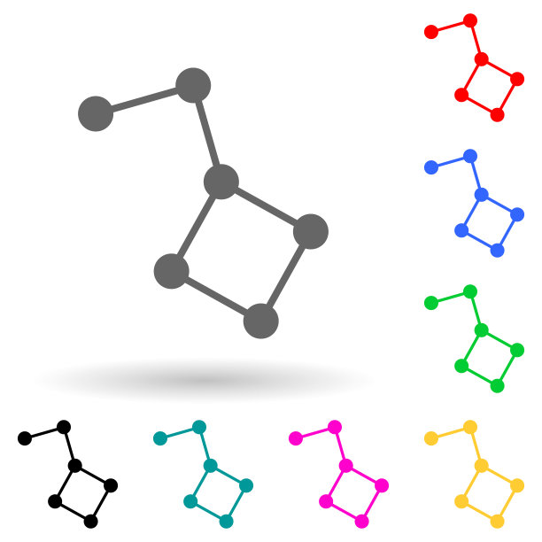 星座多色风格图标。简单的符号，平面矢量空间图标的用户界面和用户体验，网站或移动应用程序图片下载