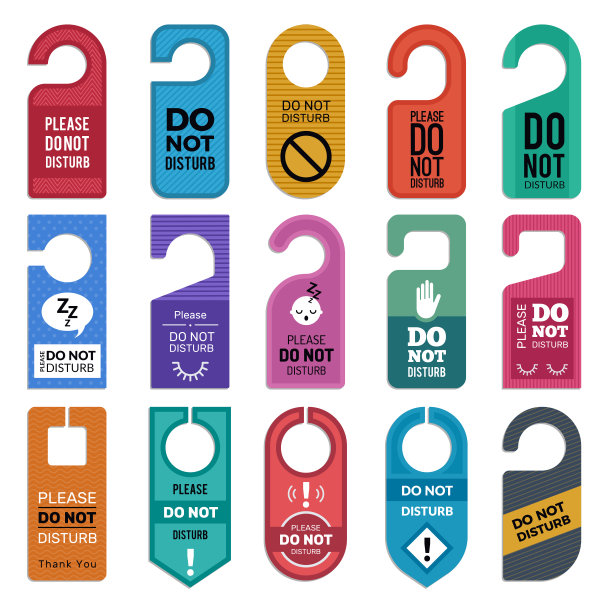 请勿打扰。酒店门把手，门，房间符号矢量插图图片下载