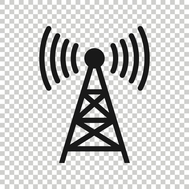 天线塔图标在平面风格。广播矢量插图在白色孤立的背景。无线业务概念。图片下载
