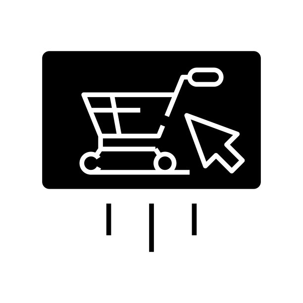 网上商店橱窗黑色图标，概念插图，矢量平面符号，象形符号图片下载