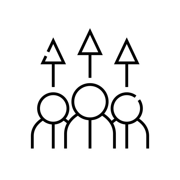 团队成长线图标，概念标志，轮廓矢量图图片下载