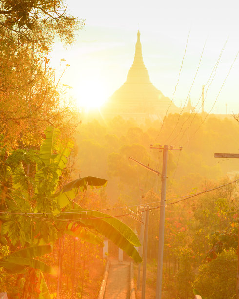 仰光著名缅甸大金塔景观图片下载