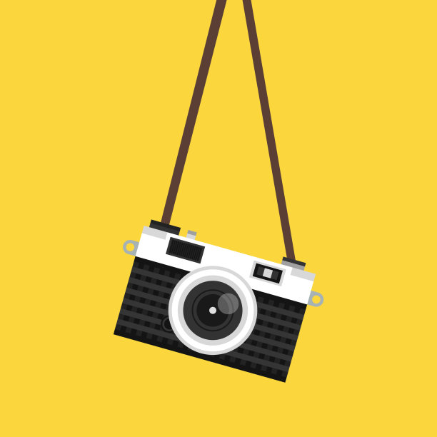 挂古董相机。矢量插图。素材图片