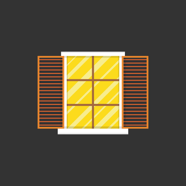 黑色背景上的老式窗户。平面向量插图。图片下载