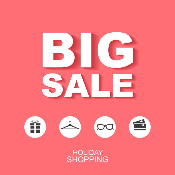 扁平风格海报有图标的大减价图片下载