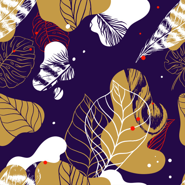 无缝隙的叶子和羽毛图片下载