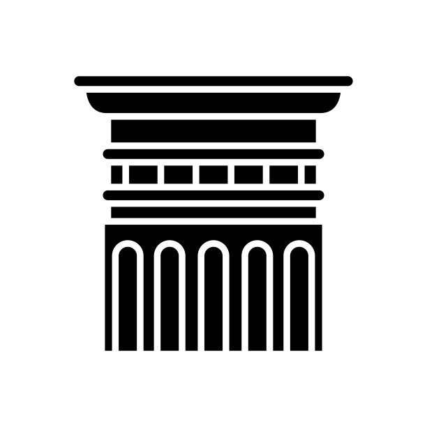 多利安顺序黑色图标，概念插图，矢量平面符号，象形符号图片下载