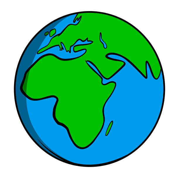 卡通地球矢量插图孤立在白色/世界地图矢量图片下载