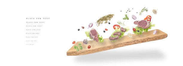 白底上放着香料的牛肉和猪肉香肠掉进木板上的煎锅里图片下载