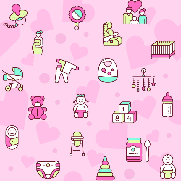 一个子颜色线性向量图标集的诞生。可编辑的中风。图片下载