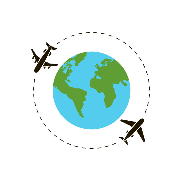 地球和飞机环游世界图片下载