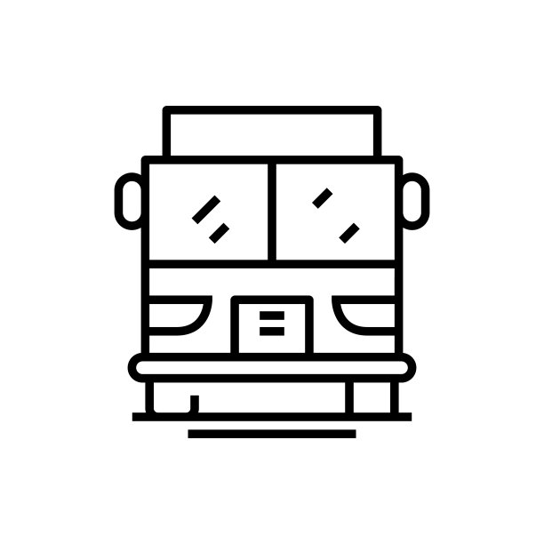 客运巴士线路图标概念符号线性矢量图图片下载