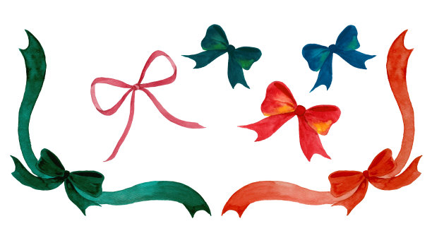 彩带的水彩插图图片下载