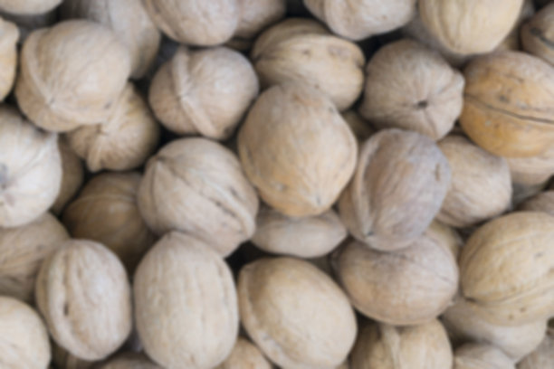 模糊的背景与整个核桃的特写图片下载