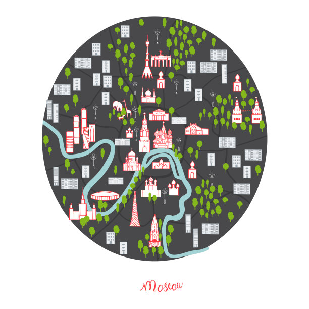 莫斯科的地图。矢量图图片下载
