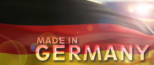 德国制造的文字上的德国国旗纹理背景。三维演示图片下载