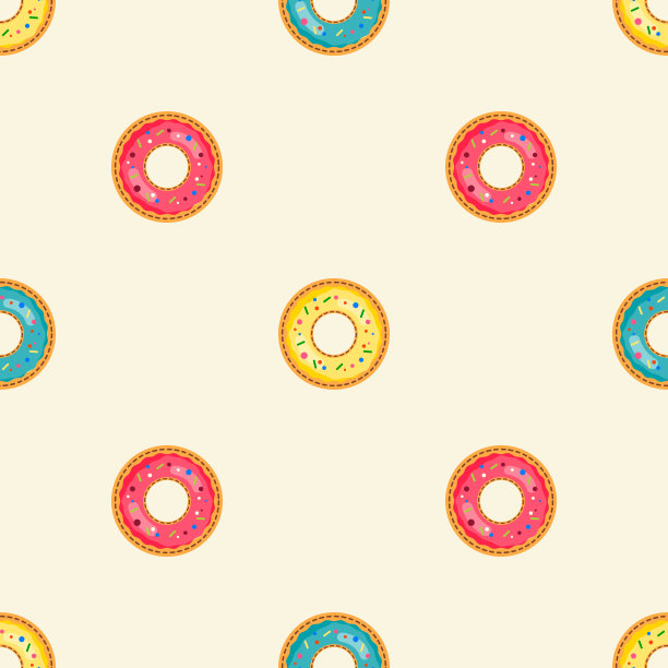 甜甜圈无缝模式。食品的背景。矢量插图。图片下载