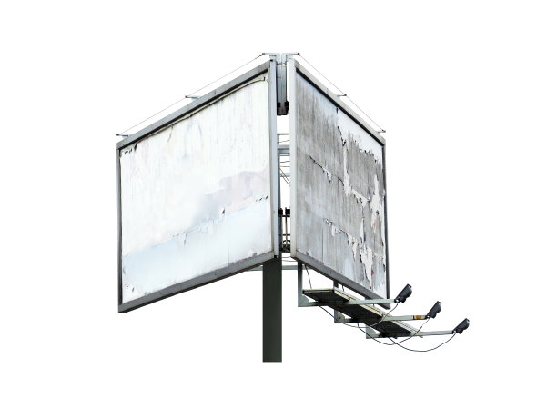 破旧的广告牌孤立在白色的背景上图片下载