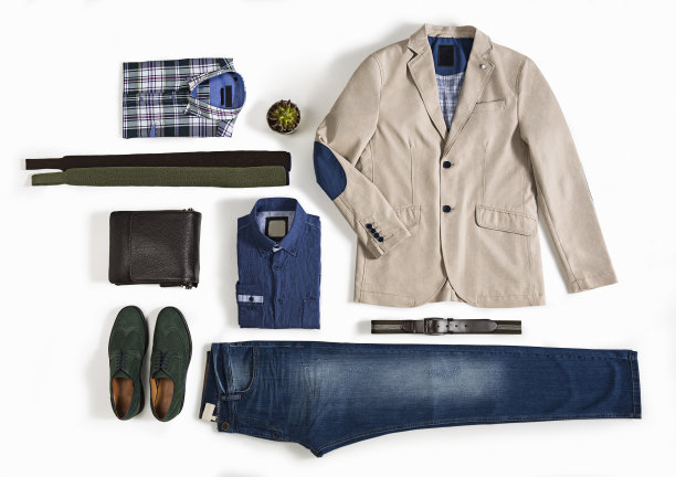 男性服装与个人饰品孤立在白色背景图片下载