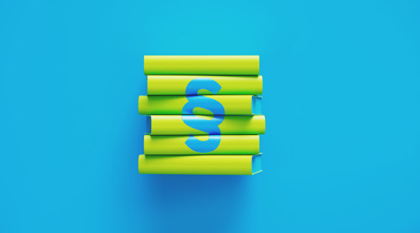 蓝色背景上双S符号的绿皮书图片下载