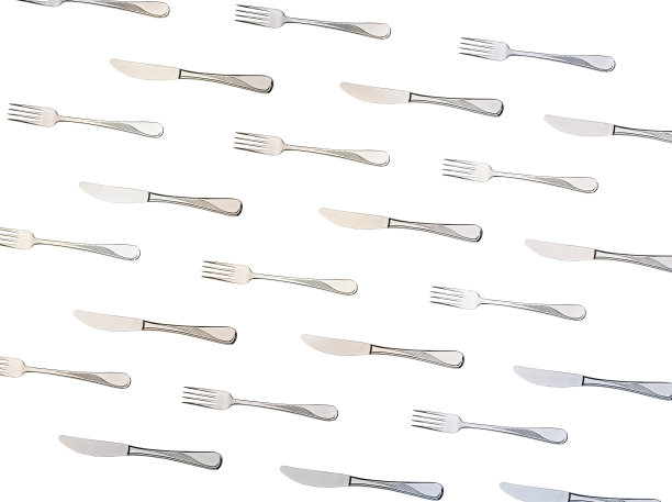 优雅的刀叉孤立，重复在白色的背景图片下载