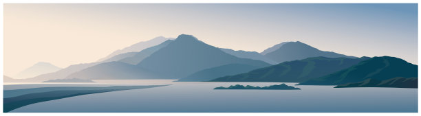 山全景景观与山的剪影图片下载