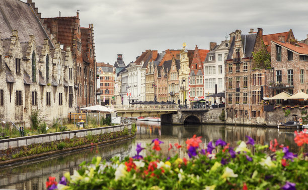 比利时根特运河素材图片