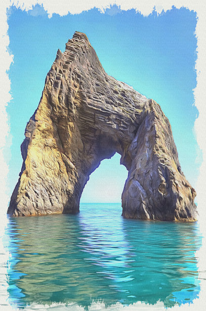 模仿一幅画。油漆。呈现。Karadag。黄金或魔鬼之门图片下载