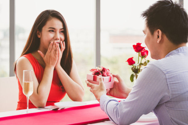 幸福情侣和礼品盒图片下载